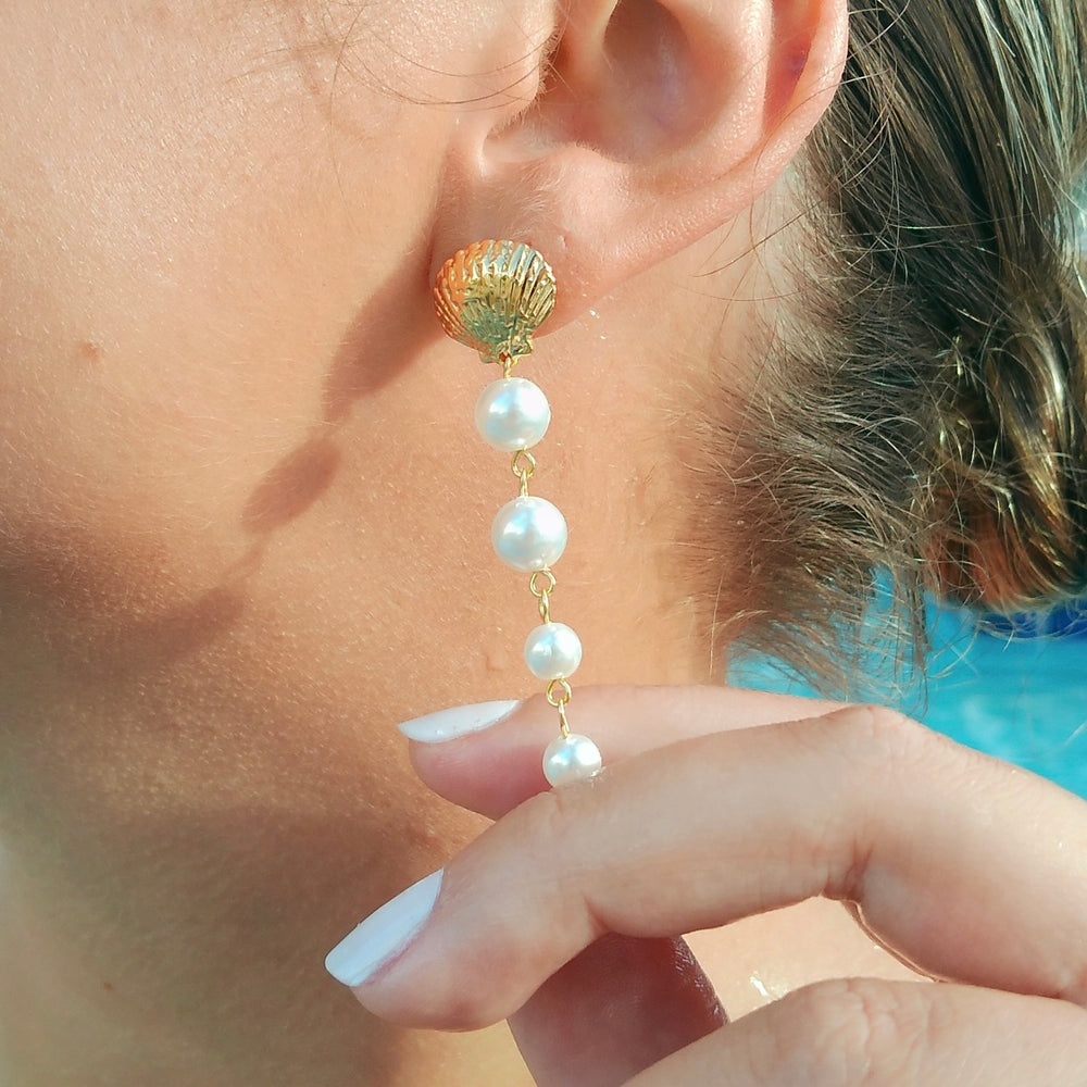 Clara Shell Pearl Drop Earrings