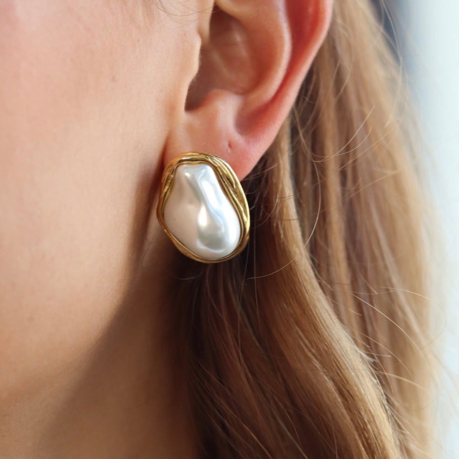 Irregular Shape Pearl Stud Earrings