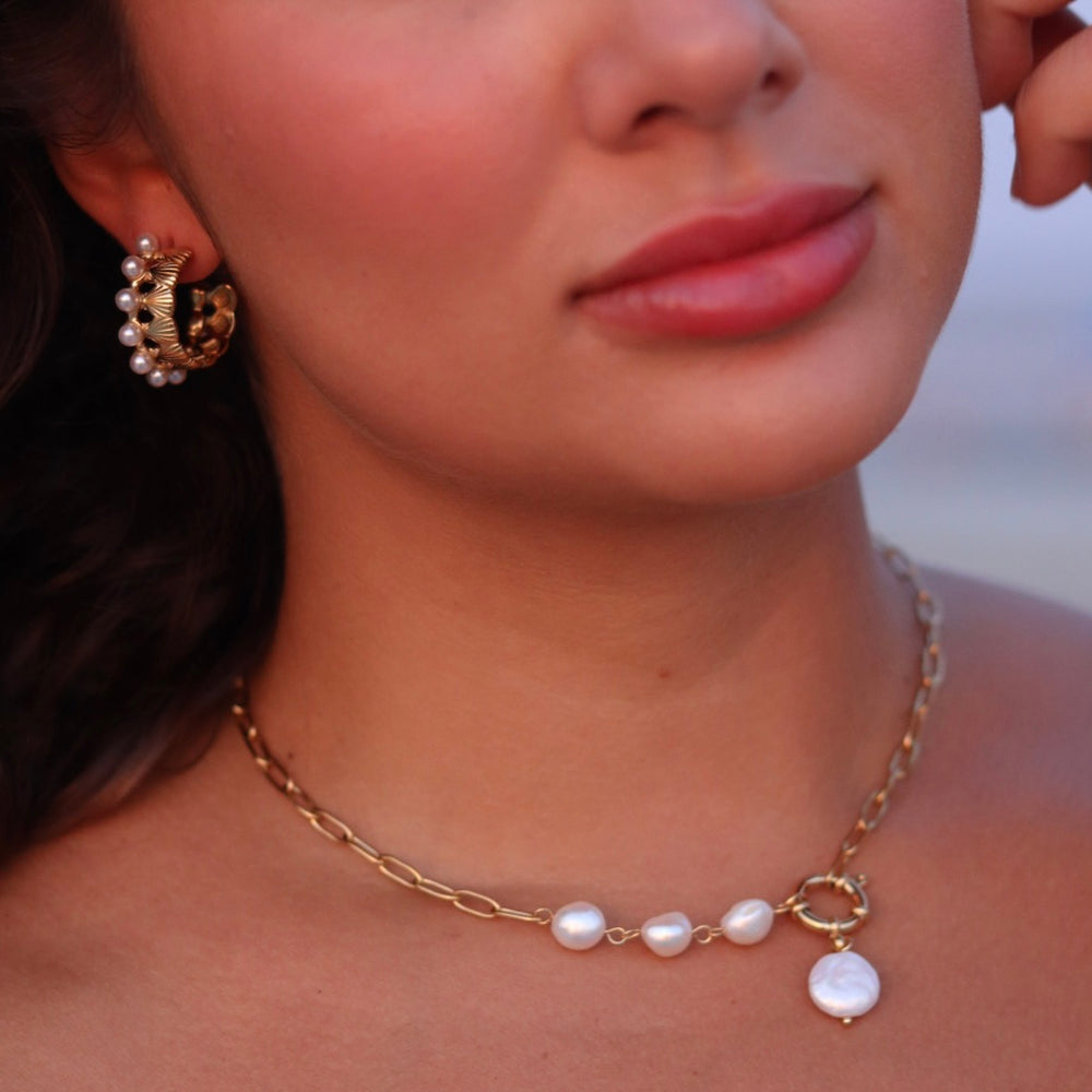 
                      
                        Anita Pearl and Shell Hoop Earrings
                      
                    