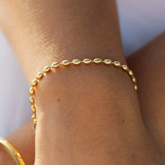 Charleston Rice Bead Gold Bracelet