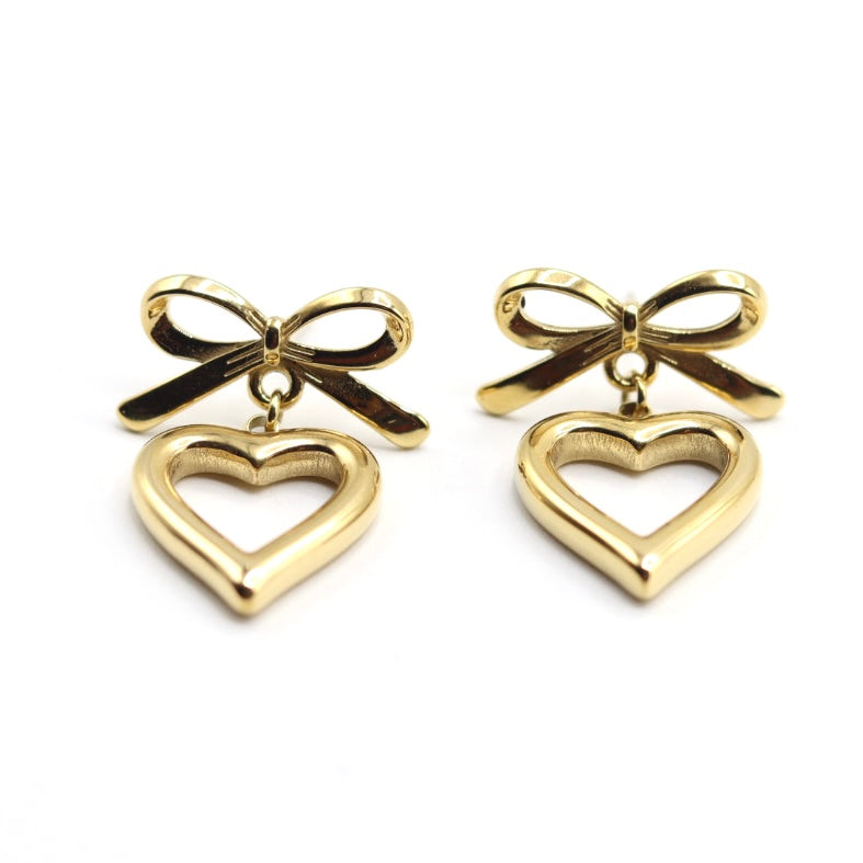 Mia Bow Heart Drop Earrings