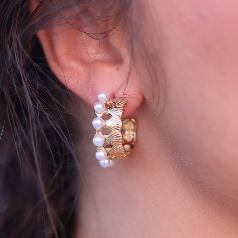 
                      
                        Anita Pearl and Shell Hoop Earrings
                      
                    