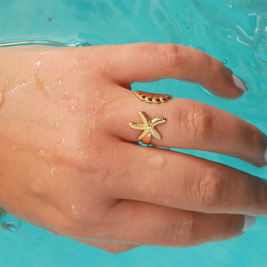 Azure Shell and Starfish Ring