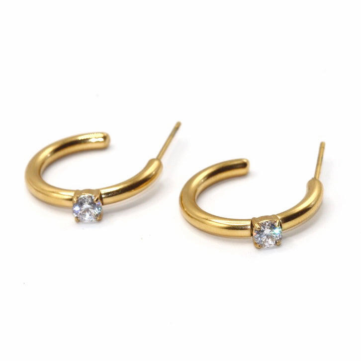 Diamond C Shape Hoop Earrings