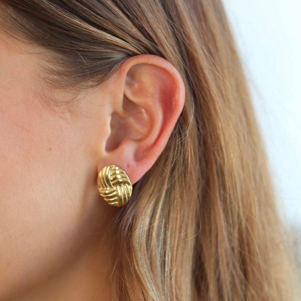 Woven Oval Stud Earrings