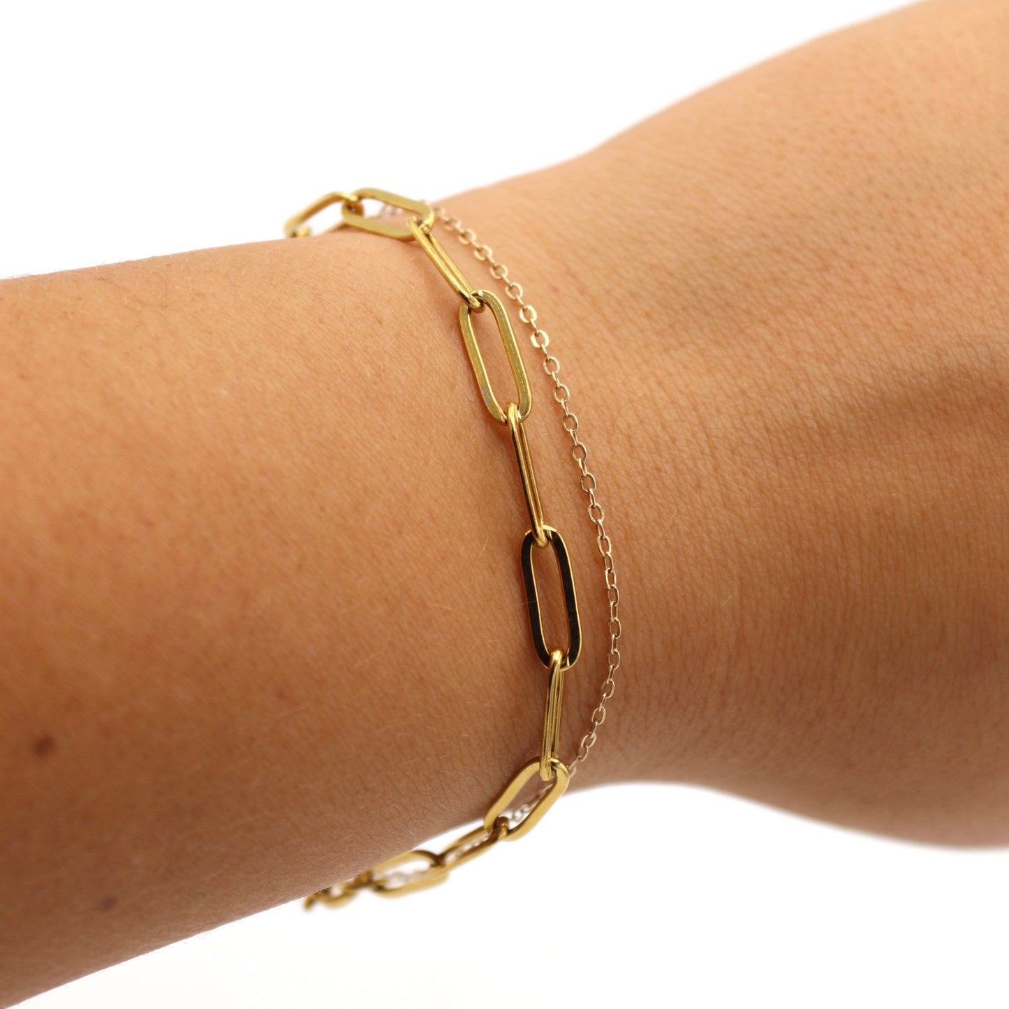 Emilia Dainty Gold Paperclip Bracelet