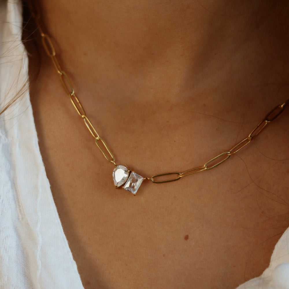 Diamond Duo Paperclip Necklace