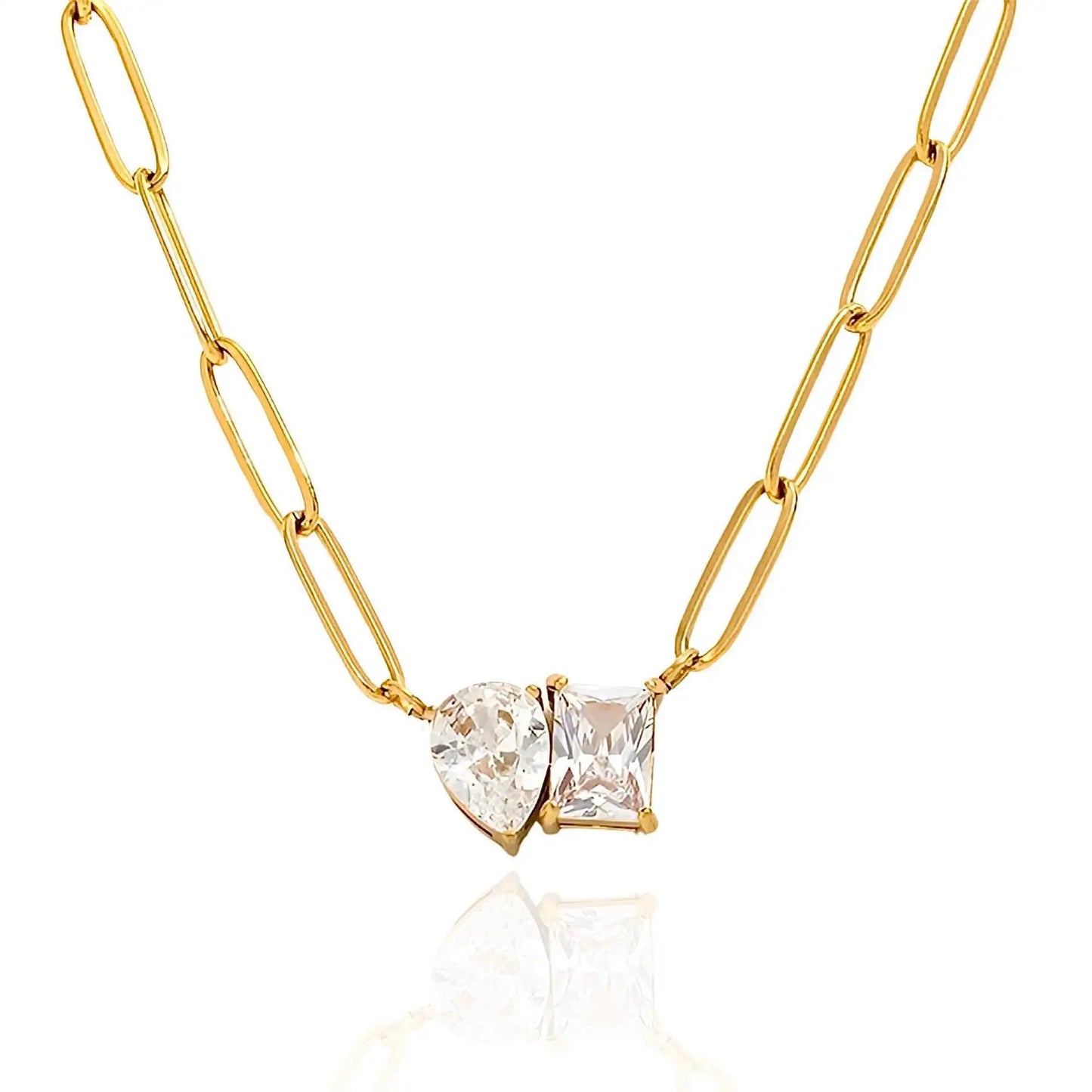 Diamond Duo Paperclip Necklace