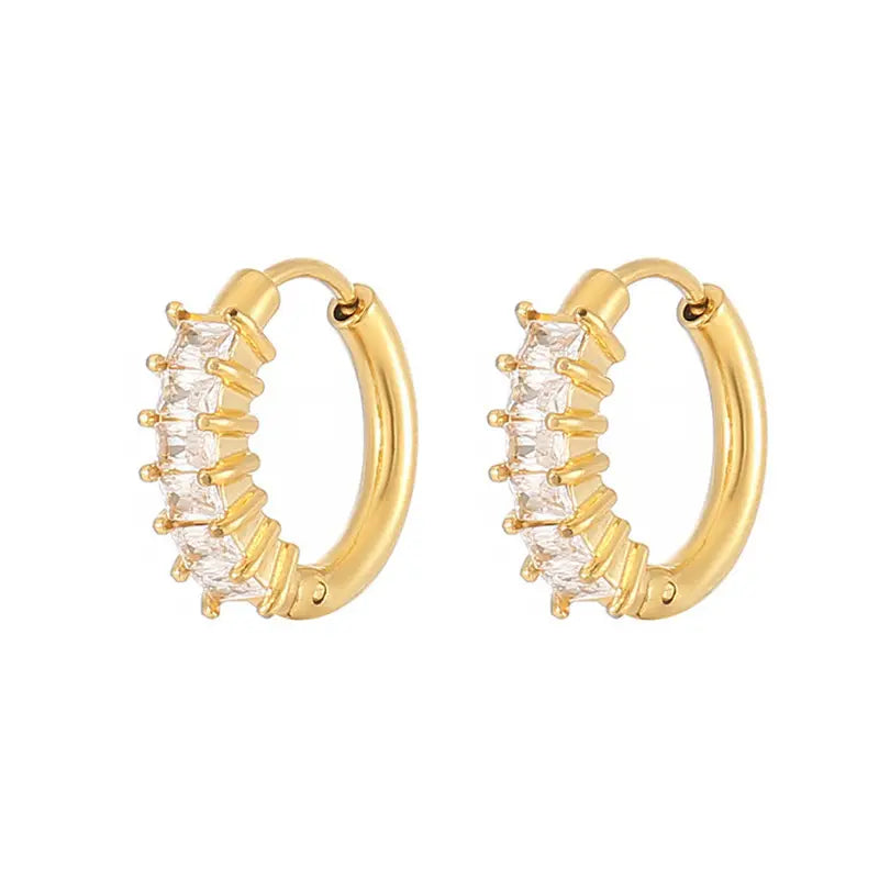 Diamond Hoop Huggie Earrings