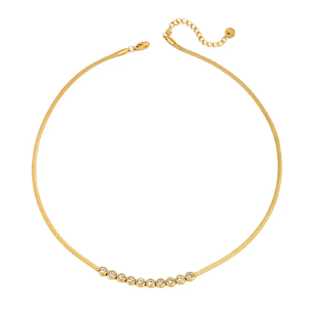 Round Bezel Snake Chain Necklace