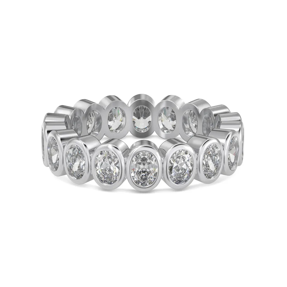 Silver Oval Bezel Eternity Band