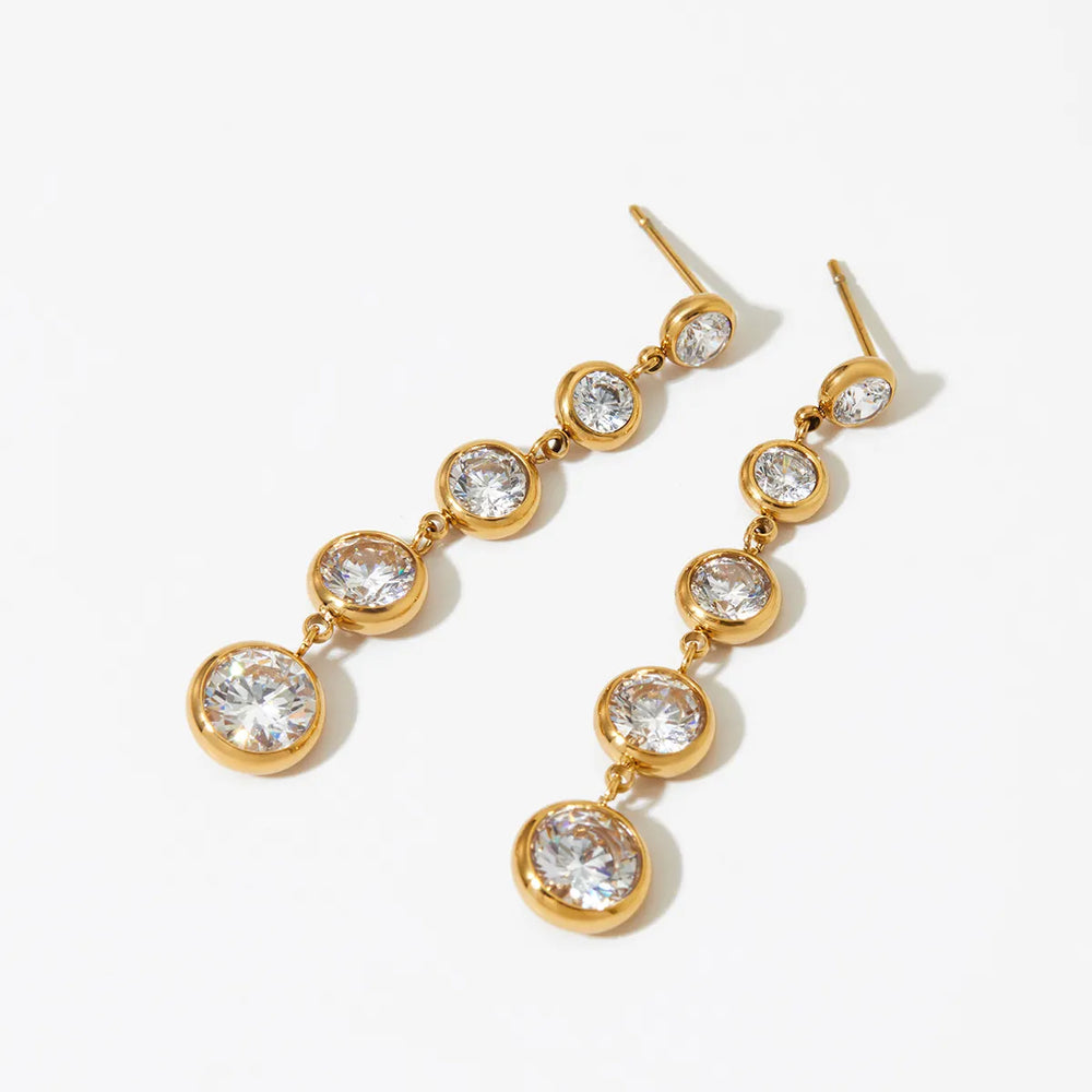 Blanca Round Diamond Bezel Drop Earrings