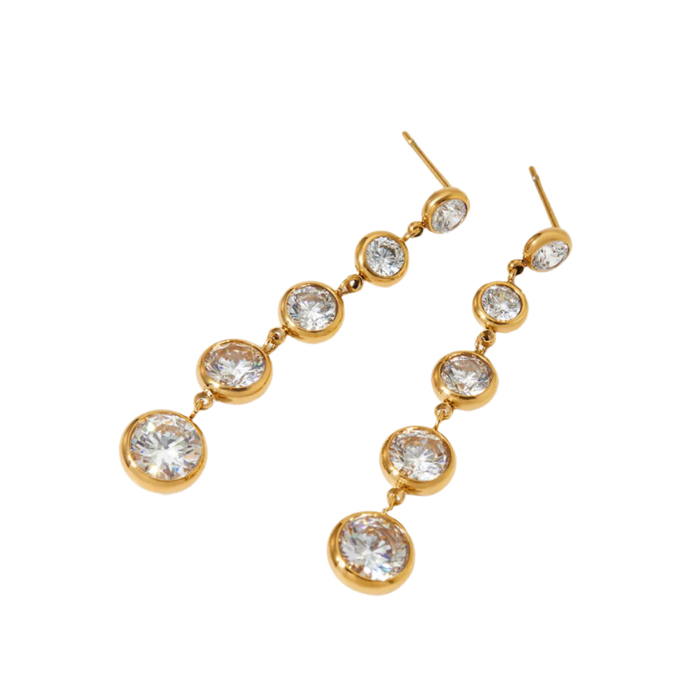 Blanca Round Diamond Bezel Drop Earrings