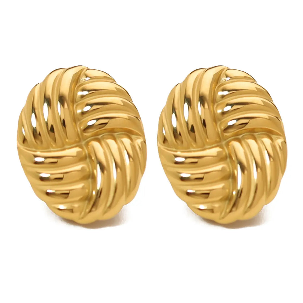 Woven Oval Stud Earrings