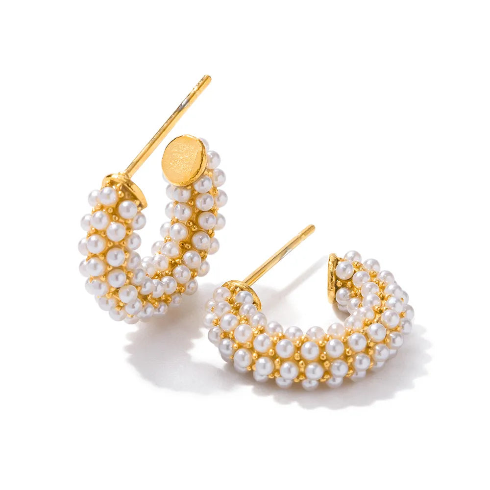 Savannah Dainty Pearl C Shape Hoops