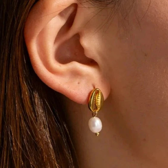 Alani Cowrie Shell & Pearl Earrings