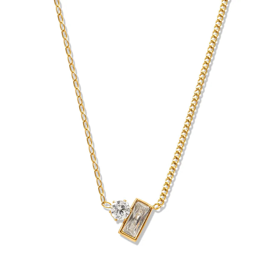 Double Diamond Duo Bezel Necklace