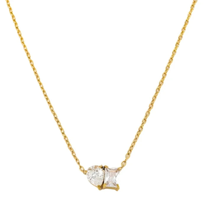 Pear and Radiant Double Stone Diamond Necklace