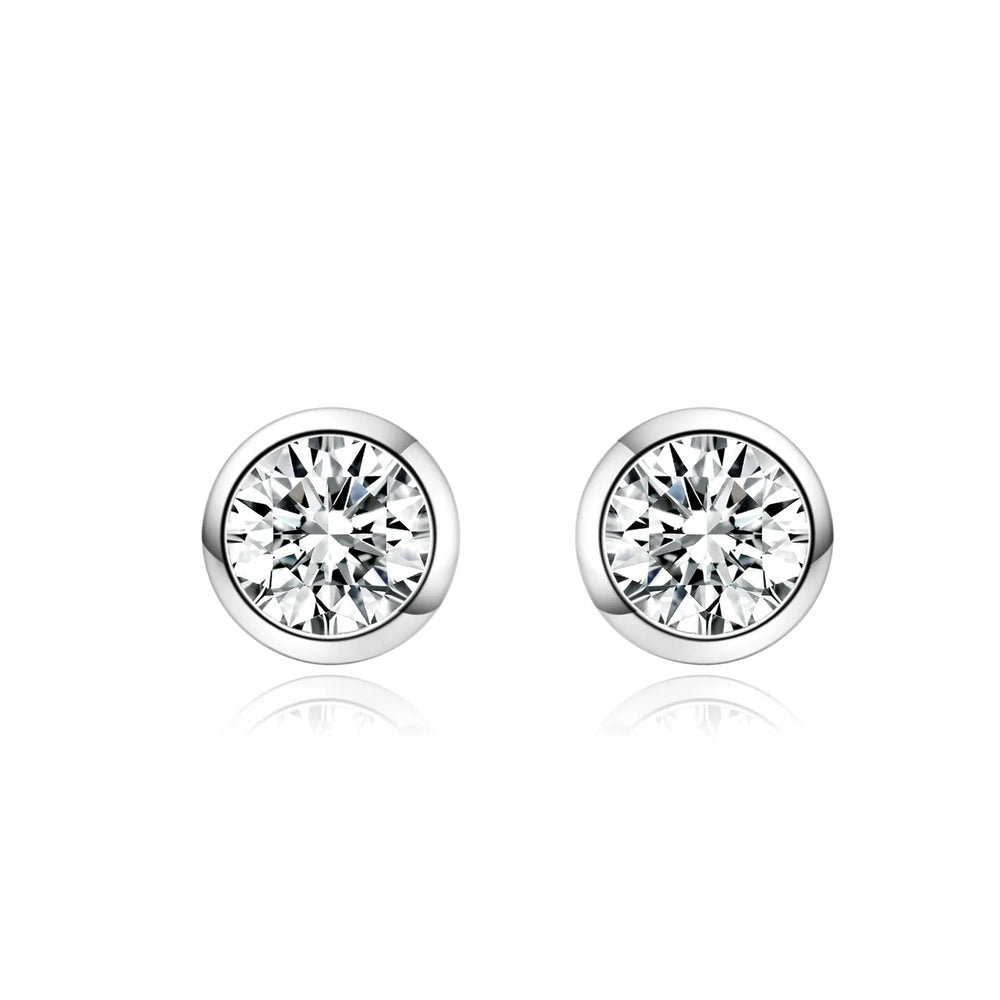 Dimond Zircon Round Silver Stud Earrings 4mm