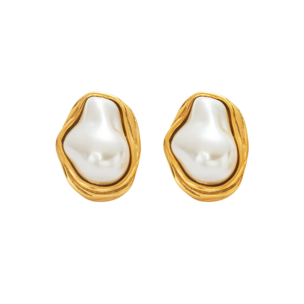 Irregular Shape Pearl Stud Earrings