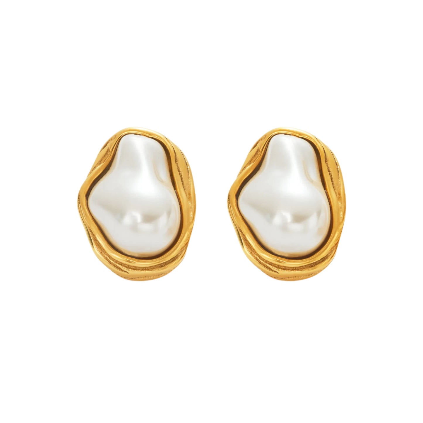 Irregular Shape Pearl Stud Earrings