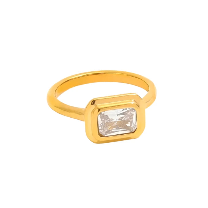 Amalie Diamond Zircon Bezel Ring