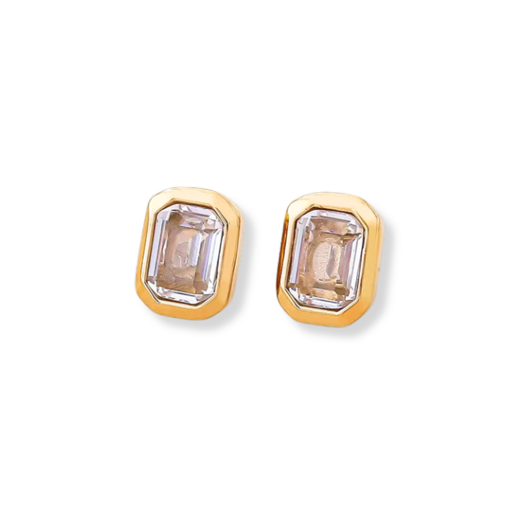 Diamond Bezel Emerald Studs