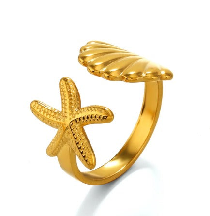 Azure Shell and Starfish Ring