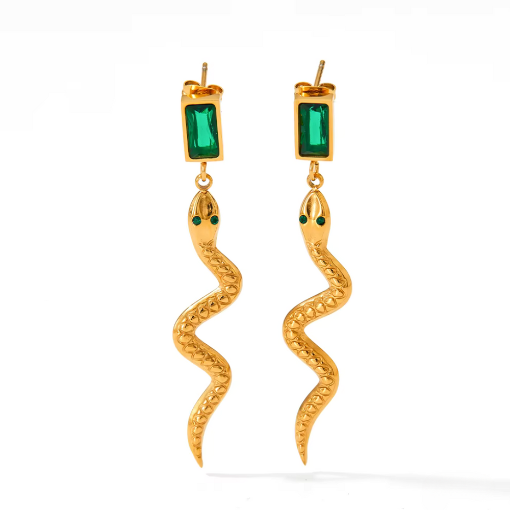 Maria Emerald Snake Earrings