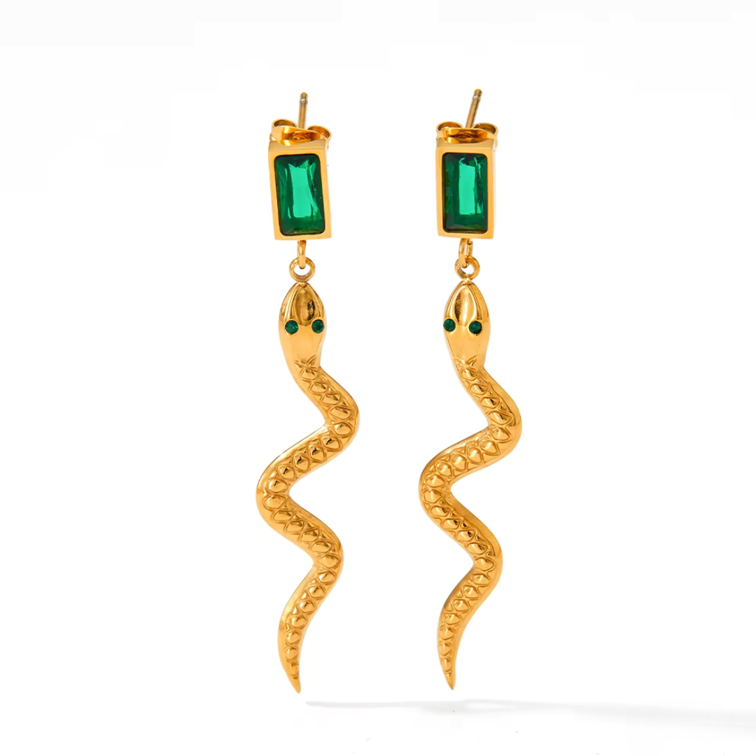 Maria Emerald Snake Earrings