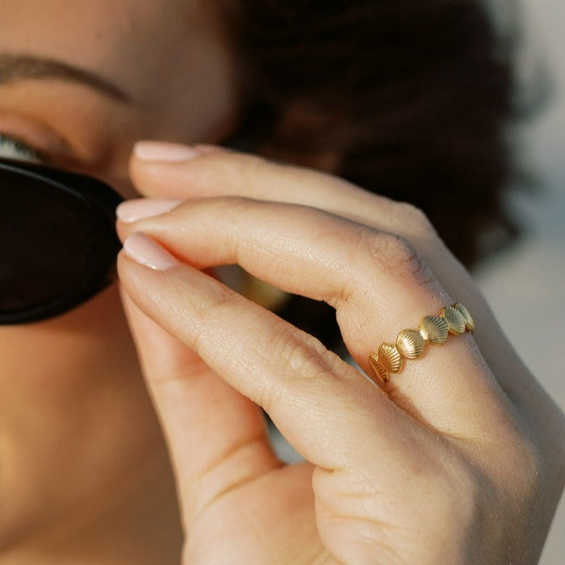 
                      
                        Coralie Scallop Shell Adjustable Ring
                      
                    